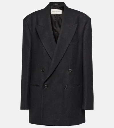 Dries Van Noten Double-breasted Wool Blazer In Blue