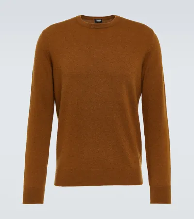 Zegna Cashmere And Silk-blend Turtleneck Sweater In Brown