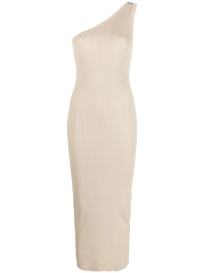 Totême One-shoulder Ribbed-knit Dress In Cream