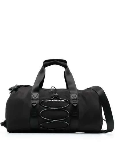 Versace Jeans Couture Logo-print Zipped Holdalls In Black