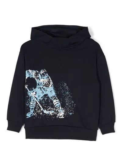 Il Gufo Kids' Graphic-print Cotton Hoodie In Blue