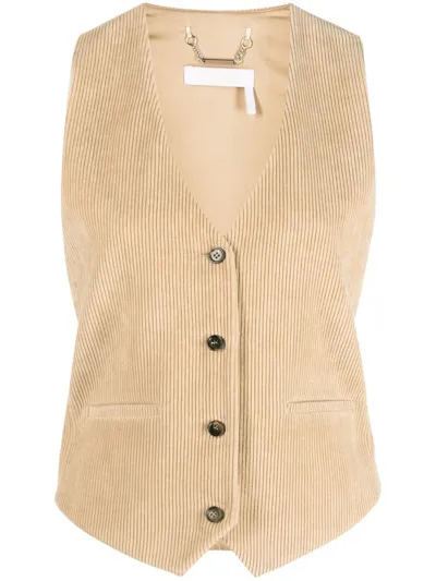 Chloé Corduroy V-neck Waistcoat In Neutrals