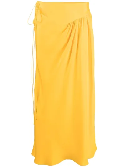 Christopher Esber Triquetra Gathered Asymmetric Silk Maxi Skirt In Orange