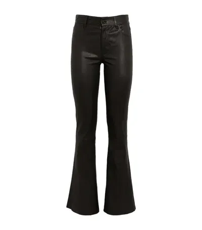 7 For All Mankind Leather Low-rise Bootcut Jeans In Black