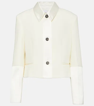 Ferragamo Silk-trim Tweed Crop Jacket In White