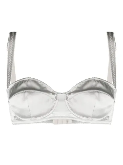 Dolce & Gabbana Metallic Balconette Bra In Grey