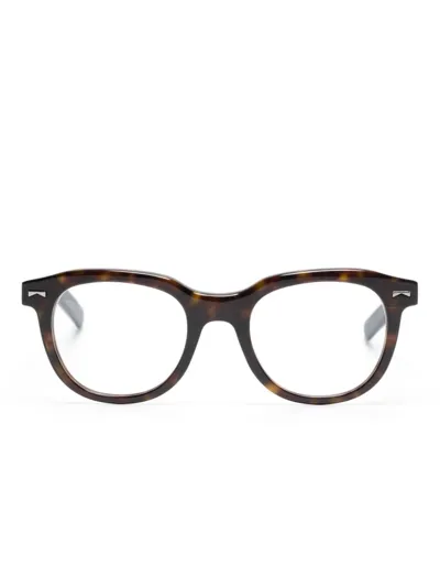 Montblanc Tortoiseshell Round-frame Glasses In Brown