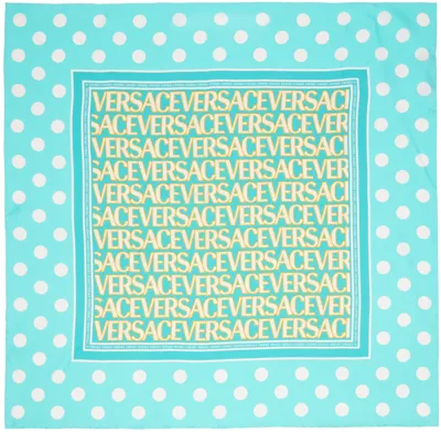 Versace Allover-print Silk Scarf In Blue