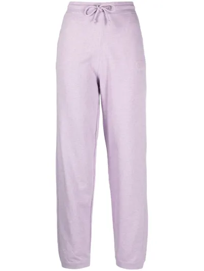 Ganni Tapered Organic Cotton Track Pants In Violet