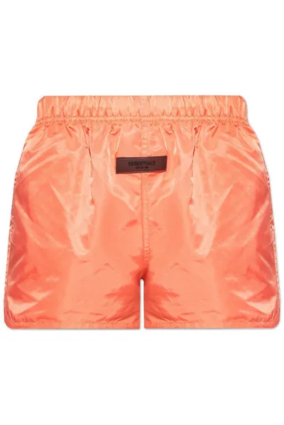 Essentials Fear Of God  Logo Patch Shorts In Orange