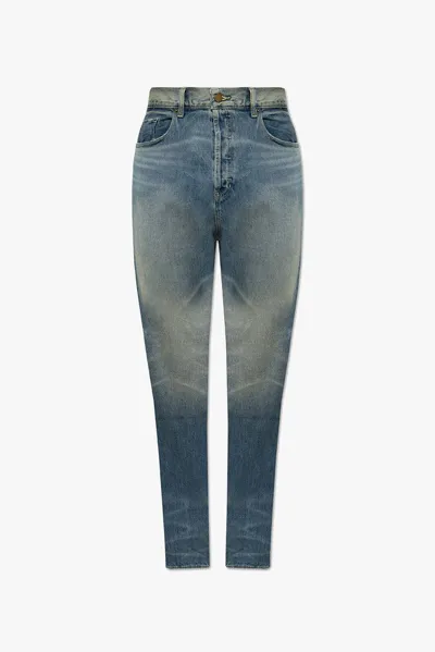 Essentials Fear Of God  Logo Patch Jeans In Blue