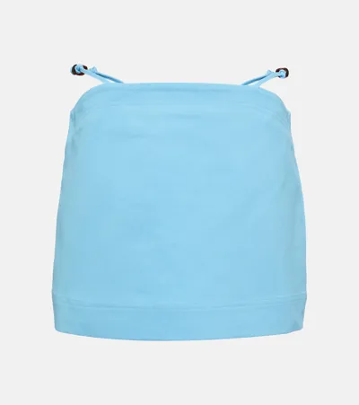 Ganni Embellished Cotton Miniskirt In Blue