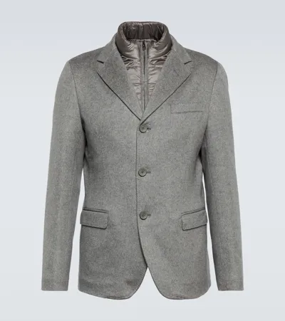 Herno Layered Cashmere Blazer In Grey