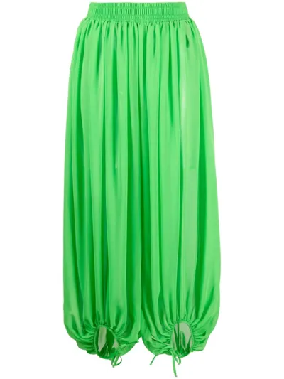 Styland Pleated Cropped Balloon Trousers In Green