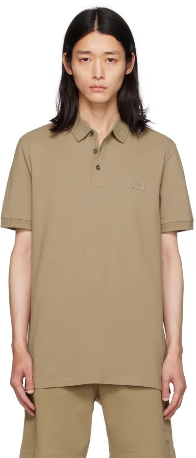 Hugo Brown Patch Polo In 242 - Open Brown