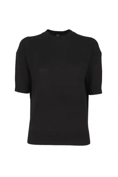 Theory Lightweight Short-sleeved Cashmere Sweater In Black