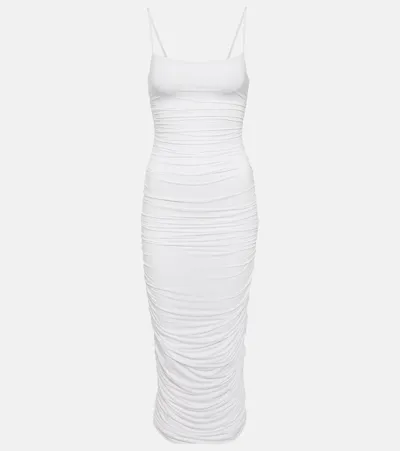 Wardrobe.nyc Ruched Jersey Slip Dress In White