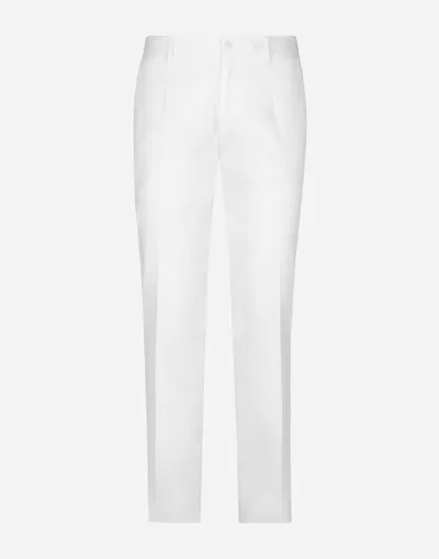 Dolce & Gabbana Cotton Gabardine Pants In White