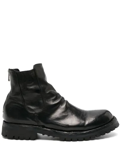 Officine Creative Ikonic 005 Leather Ankle Boots In Black