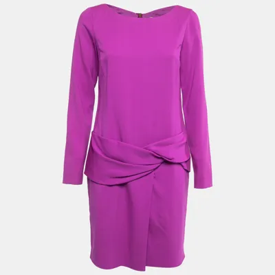 Pre-owned Emilio Pucci Purple Wool Drop Waist Long Sleeve Midi Dress M