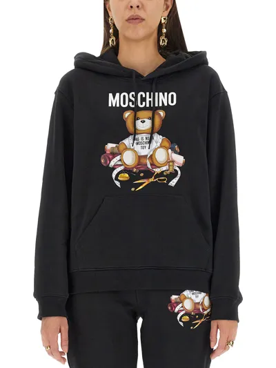 Moschino Teddy Print Sweatshirt In Black