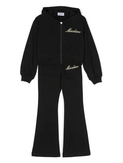 Moschino Kids' Logo Embroidered Tracksuit Set In Black