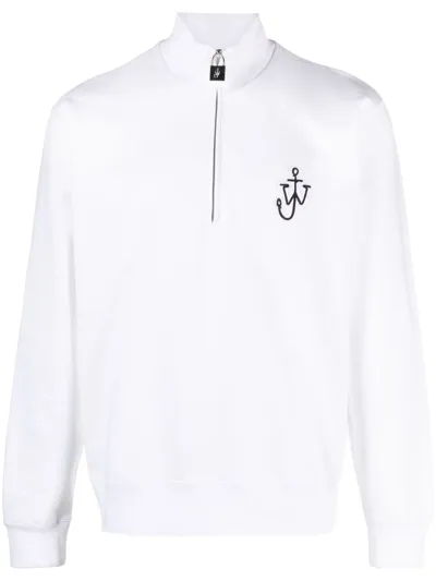 Jw Anderson Padlock Half Zip Sweatshirt In White