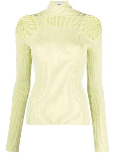 Coperni Cutout Stretch Viscose Knit Jumper In Light Green