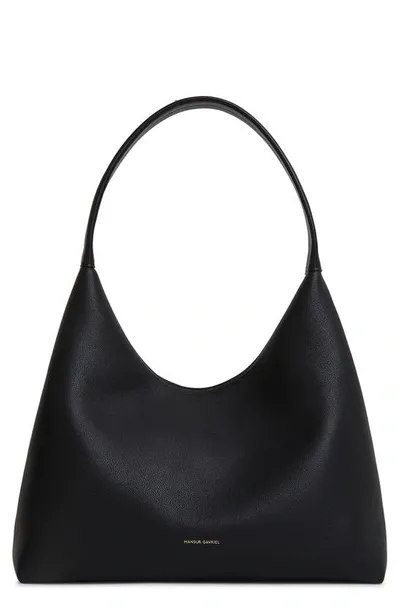 Mansur Gavriel Candy Pebbled Leather Shoulder Bag In Black