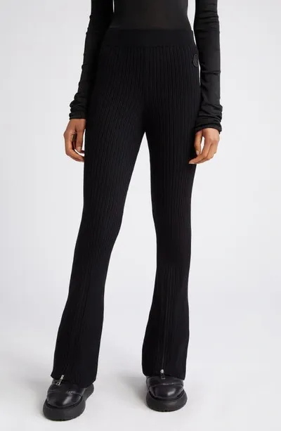 Moncler Crepe Knit Straight Leg Pants In Black