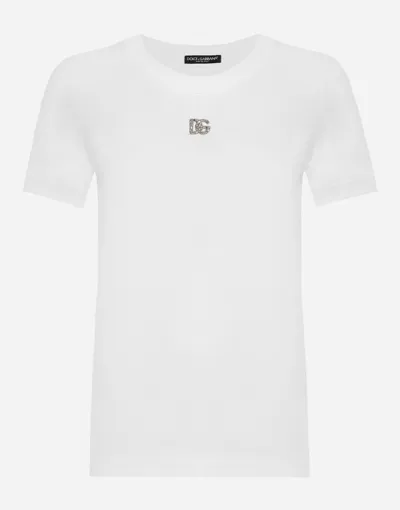 Dolce & Gabbana Crystal Dg T-shirt In White