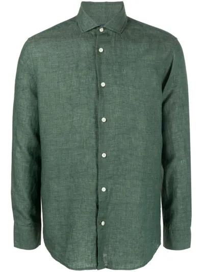 Frescobol Carioca Antonio Linen Shirt In Green