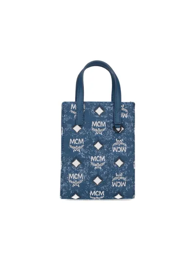 Mcm 'aren' Mini Tote Bag In Blue