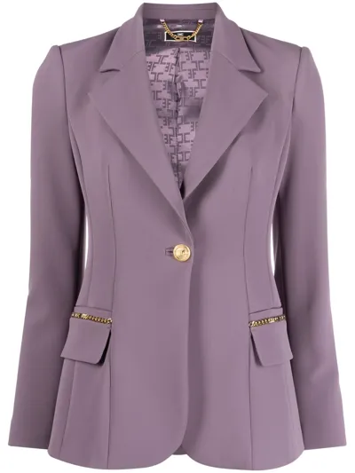 Elisabetta Franchi Single-breasted Crepe Blazer In Purple