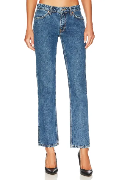 Re/done 70s Low-rise Straight Jeans In Blue