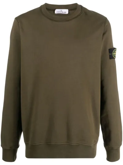 Stone Island Compass-patch Cotton Sweatshirt In Green