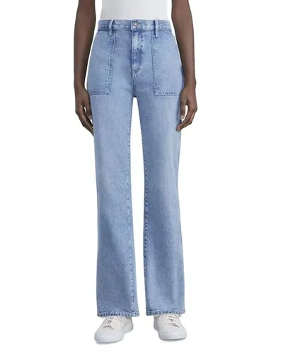 Lafayette 148 High Rise Long Wide Leg Jeans In Stonewash In Blue