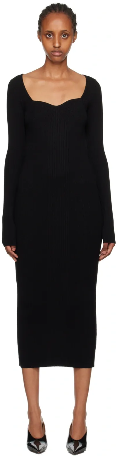 Remain Birger Christensen Dense Curved Neck Dress In Black