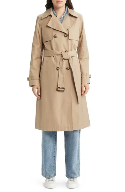 Sam Edelman Water Resistant Double Breasted Trench Coat In Tan