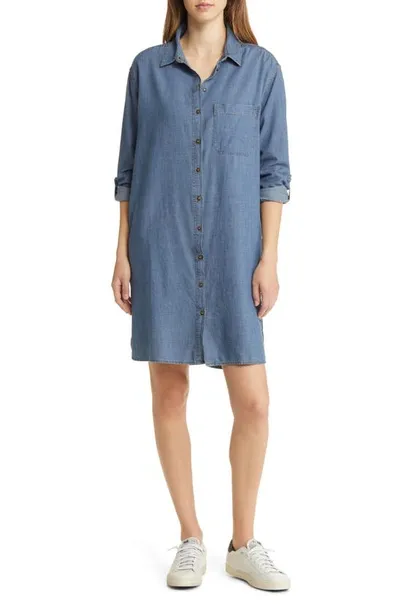 Caslon Long Sleeve Chambray Shirtdress In Medium Wash