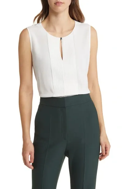 Hugo Boss Banoa Keyhole Neck Sleeveless Blouse In Soft Cream