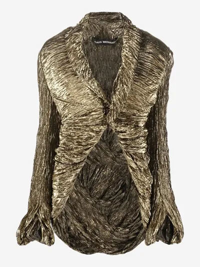 Junya Watanabe Crinkled Metallic Taffeta Jacket In Gold