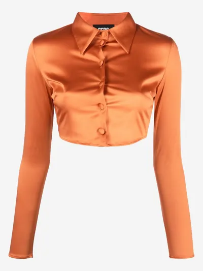 Gcds Long Sleeve Cropped Top In Orange