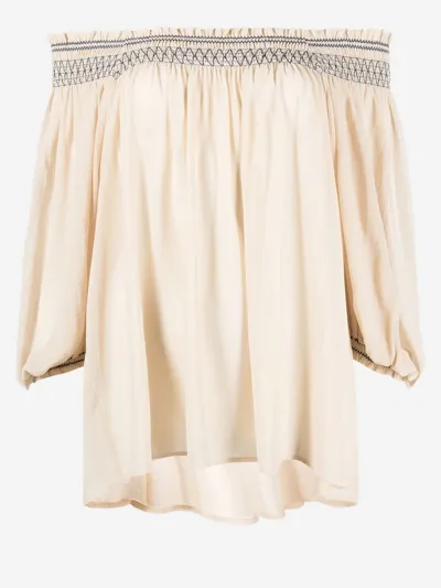 See By Chloé Bardot Chevron Stitch Blouse In White