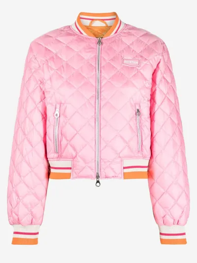 Duvetica Diamond-quilted Bomber Jacket In Pink