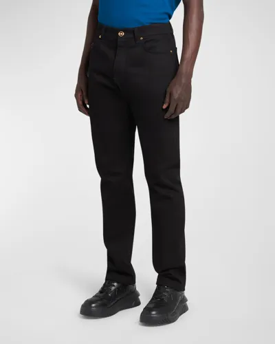 Versace Men's Medusa Straight-leg Jeans In Black