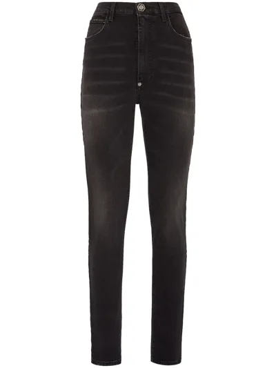 Philipp Plein High-rise Skinny Faded Jeans In Multi