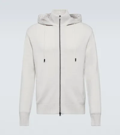 Herno Cashmere Zip-up Sweater In White