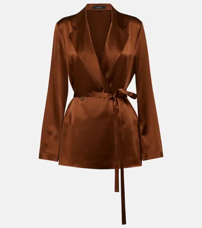 Joseph Joubert Double-breasted Silk Jacket In Brown