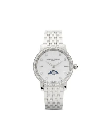 Frederique Constant Schmale Moonphase Armbanduhr 30mm In White